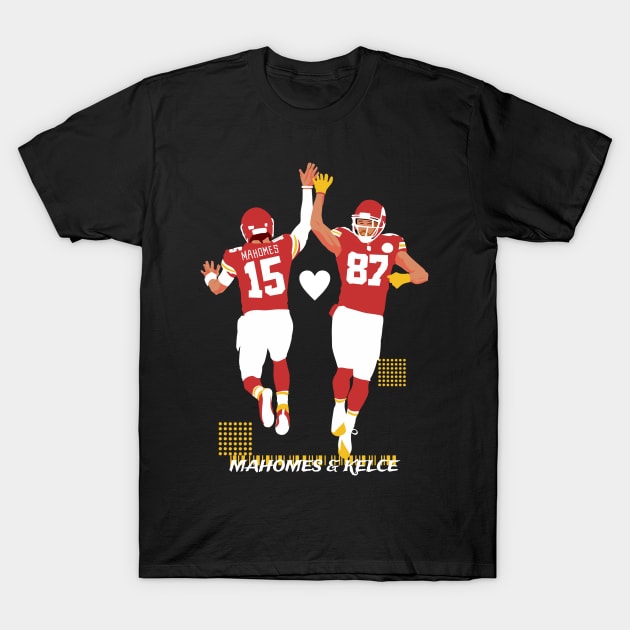 Mahomes & kelce teammate - black T-Shirt by Mic jr